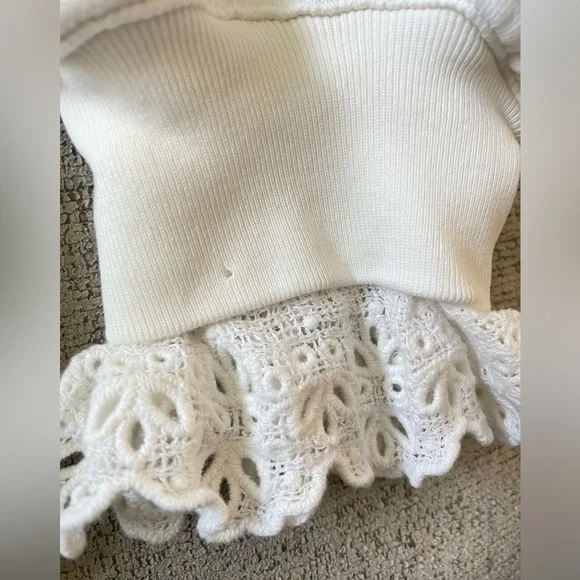 J Crew Lace Collar Crewneck White Sweatshirt Sz-M - Picture 10 of 11